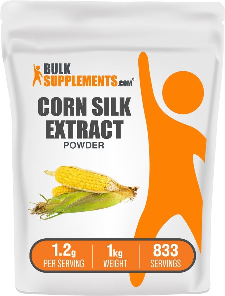 BulkSupplements.com Corn Silk Extract Powder - Corn Silk Supplement, Zea Mays Extract - Vegan & Gluten Free, 1.2g per Serving, 1kg (2.2 lbs) (Pack of 1)