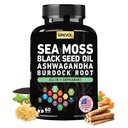 Sea Moss Black Seed Oil Ashwagandha Bladderwrack Burdock Rodgurkemeje & vitamin C D3 Elderberry ACV Black Pepper - Multimineral Supplement - 60 Tæl