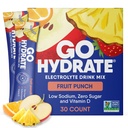GoHydrate Instant Hydration Powder Pakninger - Lavt natriumelektrolytter drikke mix - Natural Hydration Support, Sugar Free Electrolyte Flavored Powder Drikke med D-vitamin, 30 Pakker, Frugt Punch