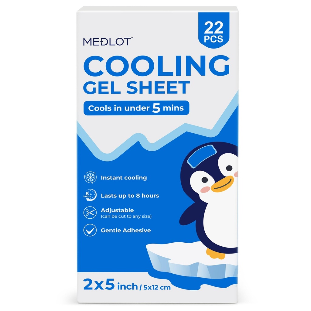 LotFancy Feber Patch for børn, 22 ark, Feber Reducer, Baby Cooling Pads, Gel Cool Patch for Feber, Hovedpine Relief, 4.7 x2 tommer