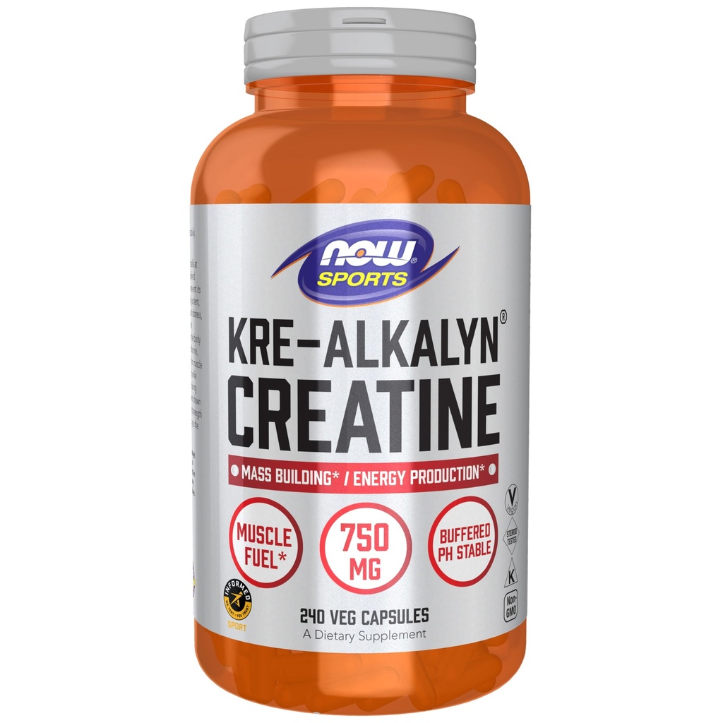 Now Foods Sports Nutrition, Kre- Alkalyn Creatin 750 mg, Mass Building * / Energy Production *, 240 Veg kapsler