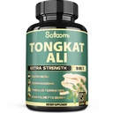 Satoomi 9in1 Tongkat Ali Root Extract 200: 1 - Ashwagandha, Tribulus Terrestris - 150 kapsler til 5 måneder - Support Strength, Energy & Sund Immunation