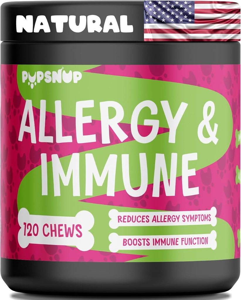PupSnap - Allergi & immunprobiotika til hunde - Hund Allergi Chews, Sæsonallergi, Hud og Coat Supplement 120 Soft Chews- Made in USA