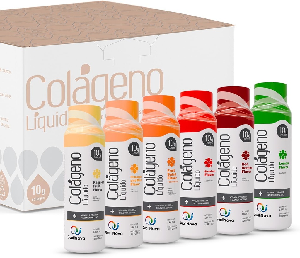 Hydrolyseret flydende kollagen til kvinder og mænd (30 Pack) -3X hurtigere absorption, 10g collagen drik til anti-aging, hårvækst & fælles støtte- Individuelle shots- 6 Tropiske smag