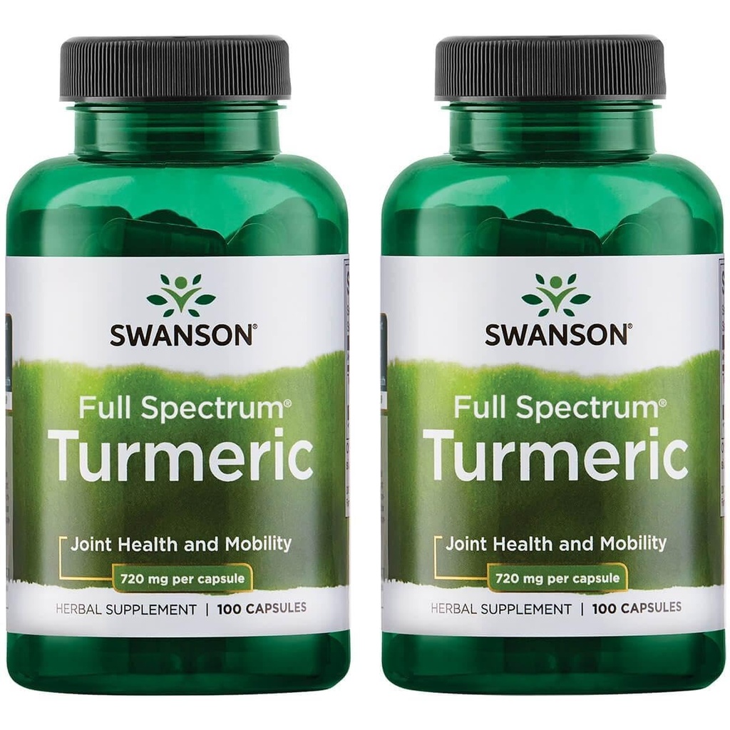 Swanson Premium mærke gurkemeje antioxidant Fælles sundhed Kardiovaskulær lever Detox Mood og hukommelse Support Curcuma Longa (Rhizome) 1.44 mormor (1440 mg) 100 kapsler (pakke med 2)