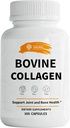 SIRUNES Bovin Collagen Kosttilskud til mænd og kvinder I Hydrolyzed Grass Fed Bovin Collagen Peptider Kosttilskud til fælles, nerve & ben støtte - non-GMO, anti-aging - 100 kapsler