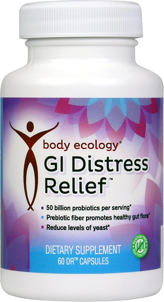 Krop økologi GI Distress Relief • 124; Probiotika Supplement • 124; Gut Support • 124; Non- GMO • 124; 60 Tælling