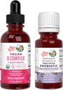 MaryRuth Organics Stress & Cognition Probiotic (Chocolate) for Women & B Complex Drops ttesmå 124; USDA Organic, Clean Label Project Verified ® Medical 124; Vitamin til afslapning, Metabolisme, & Health Medical 124; Vegan, Gluten