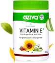 OZiva Plant baseret 100% Natural Vitamin E + Aloe Vera + Argan Oil for glødende hud & stærkere hår, 30 Veg kapsler, Ikke GMO