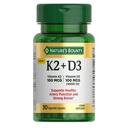 Nature 's Bounty Vitamin D3 K2 Supplement, 4000 IE Vitamin D3 plus 100 mcg af vitamin K Kosttilskud til voksne til hjerte & ben Health Support, 30 dages forsyning, 30 vegetariske kapsler