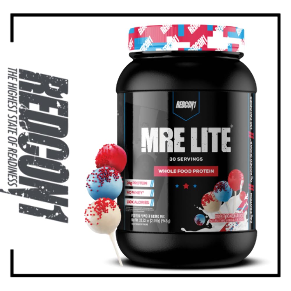 Redcon1 MRE Lite Hel Food Low- Carb Meal Erstatning Protein Powder - Rocket Bomb Cake Pop (2.11 Lbs. / 30 Servering)