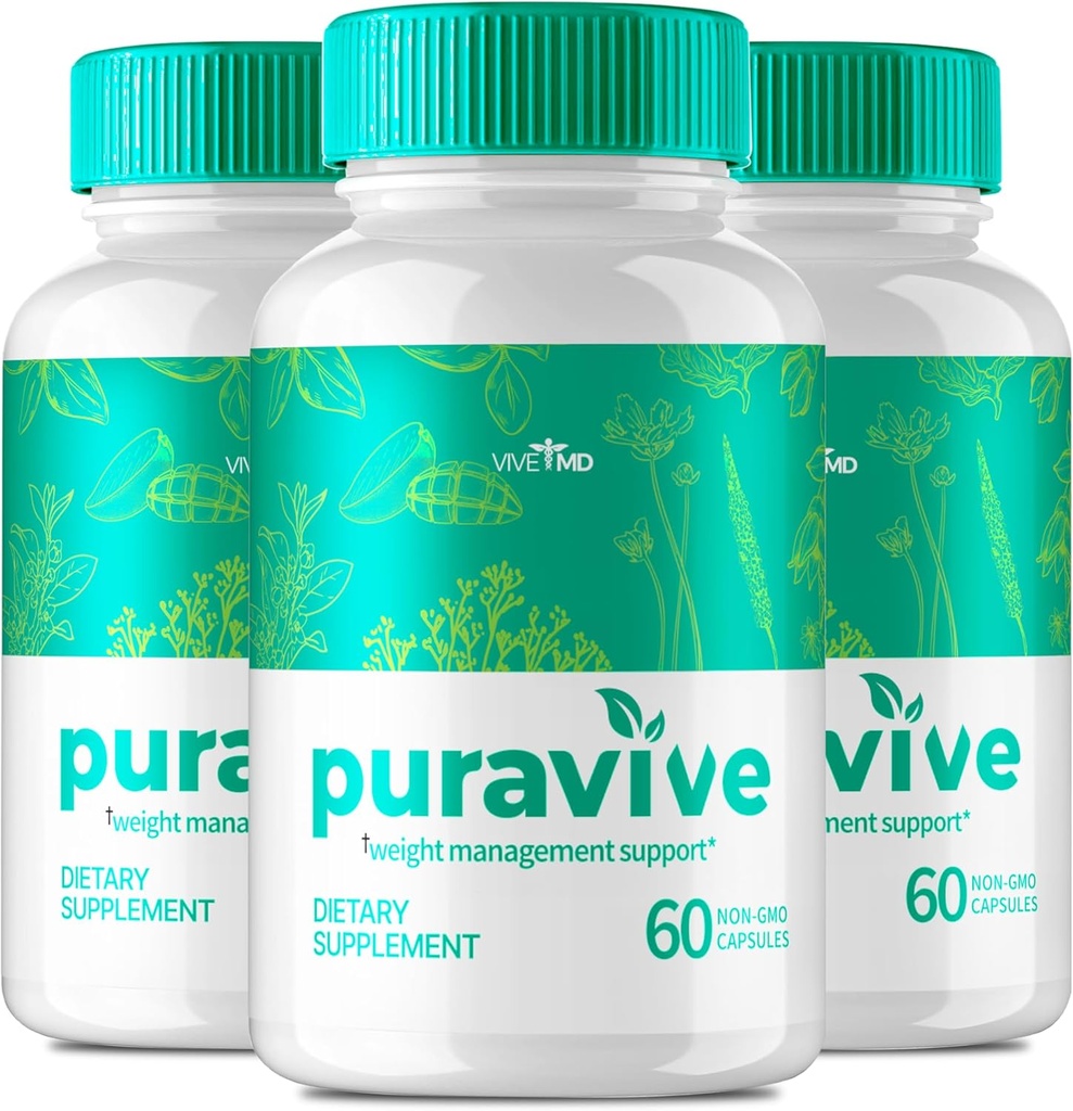 Vive MD Puravive Premium Vægttab Kapsler Anmeldelser - Original Formel - Puravive Vægttab Kapsler Original, Puravive Vægttab Pills, Puravive Exotic Rice Metode (3 Pack)