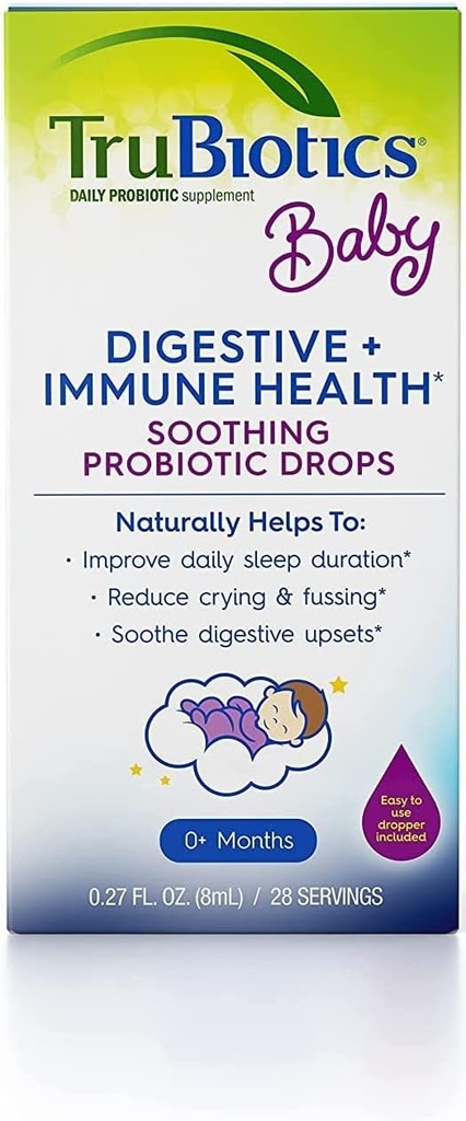 TruBiotics Baby Probiotiske Drops, Daily Infant Probiotics Newborn +, Hjælper Ease Lejlighedsvis Tummy Diskomfort, Understøtter Udvikling Immunsystem, 0.27 Fl Oz (28 Servere)
