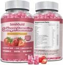 Vegansk collagen gummier for kvinder Anti Aging, hud, hårnegle, kollagen type 1 og 3, biotin, havmos for mænd - Sukker fri, non-GMO, 60 Counts Collagen kosttilskud gummies