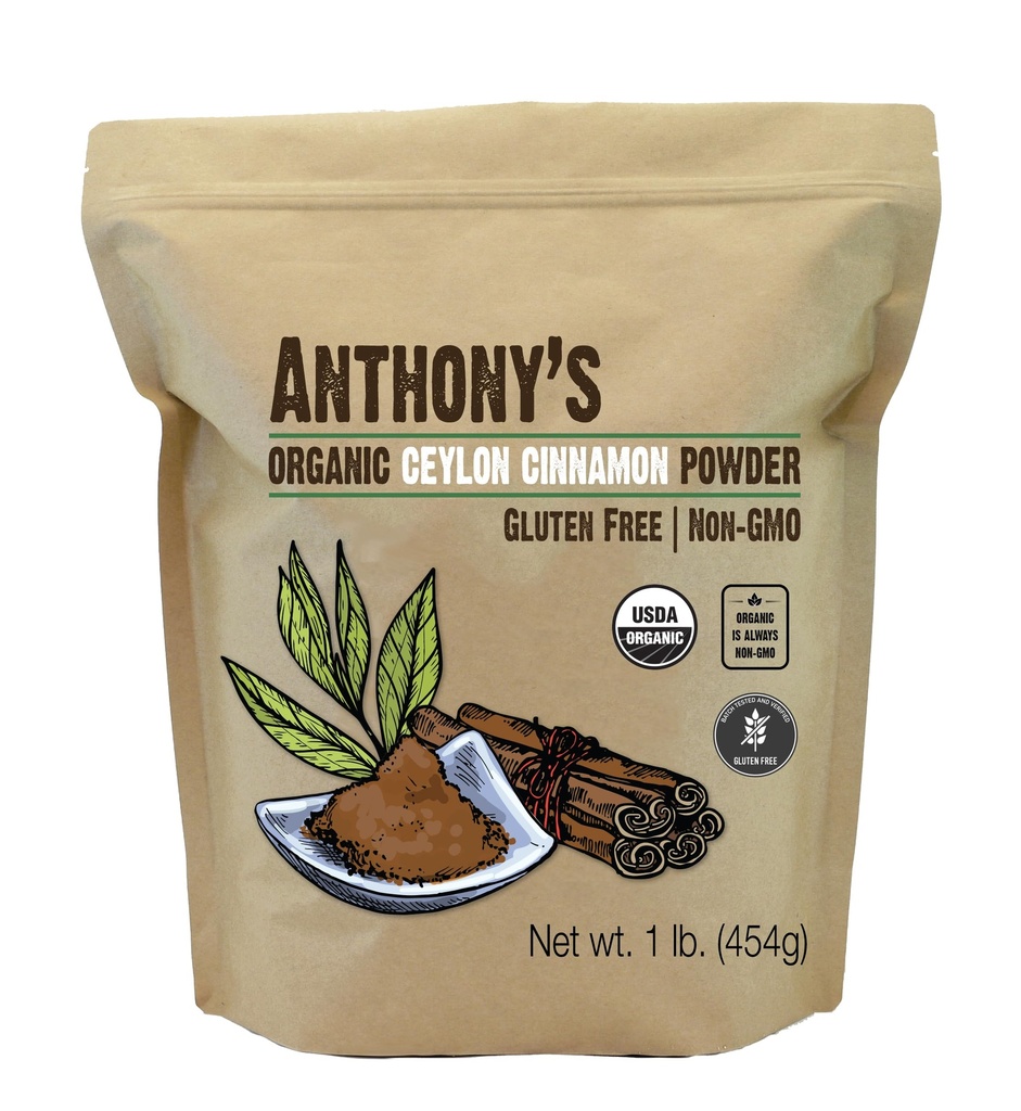 Anthony 's Organic Ceylon Cinnamon Powder, 1 LB, Ground, Gluten Free, Ikke bestrålet, Ikke GMO, Keto Friendly