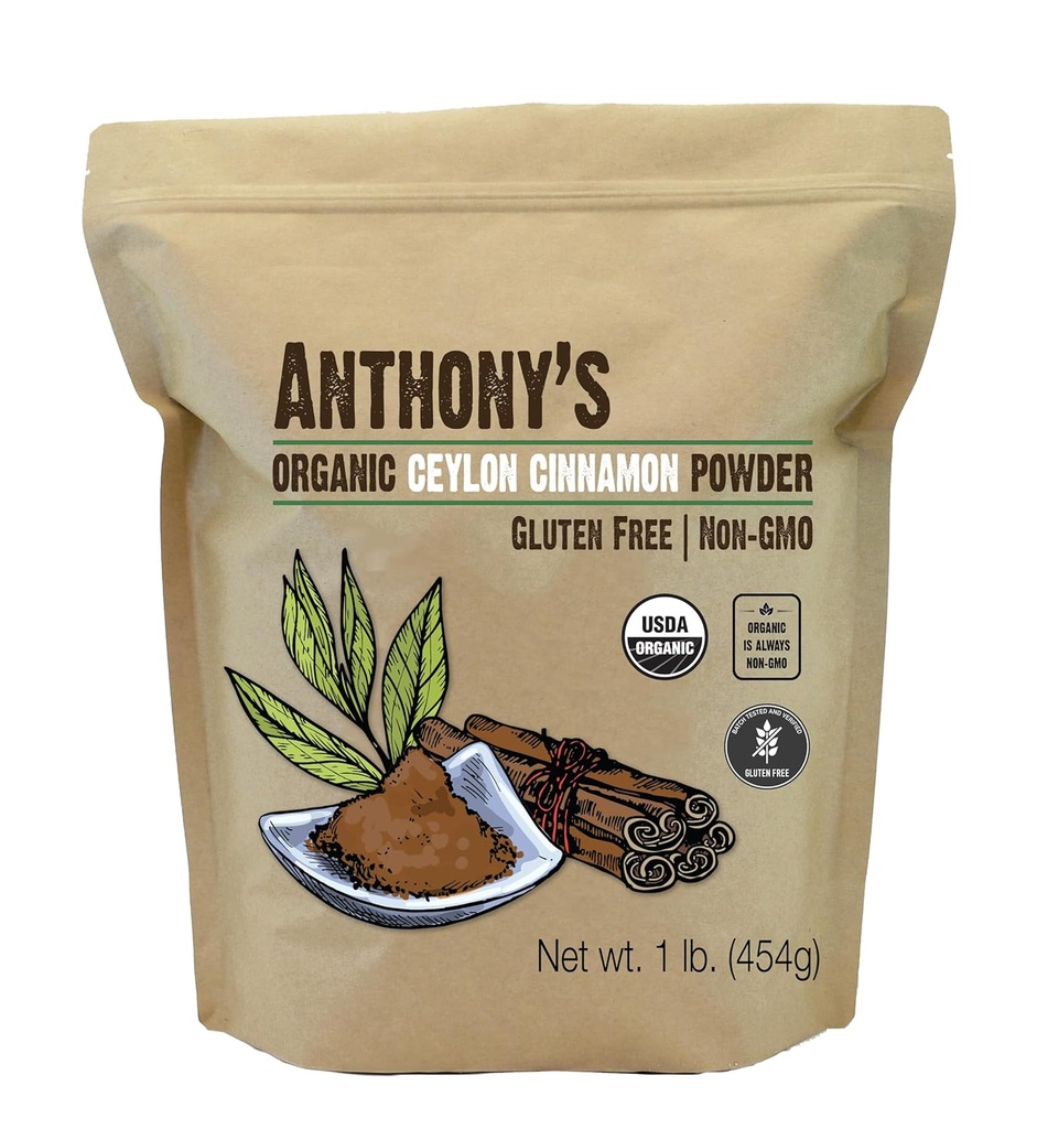 Anthony 's Organic Ceylon Cinnamon Powder, 1 LB, Ground, Gluten Free, Ikke bestrålet, Ikke GMO, Keto Friendly