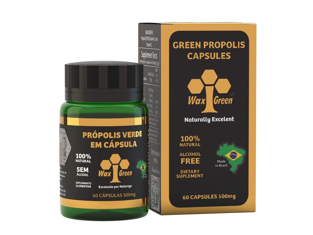 4 Pakninger Wax Green Bee Propolis 500 mg (60 kapsler)