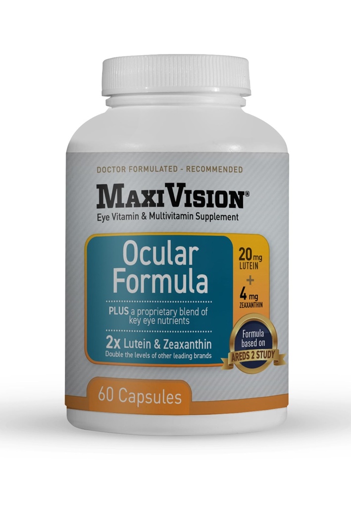 MaxiVision ® Okulær formel - AREDS2 - Eye Vitamin & Multivitamin - Lutein og Zeaxanthin - 1 flaske (60 kapsler)