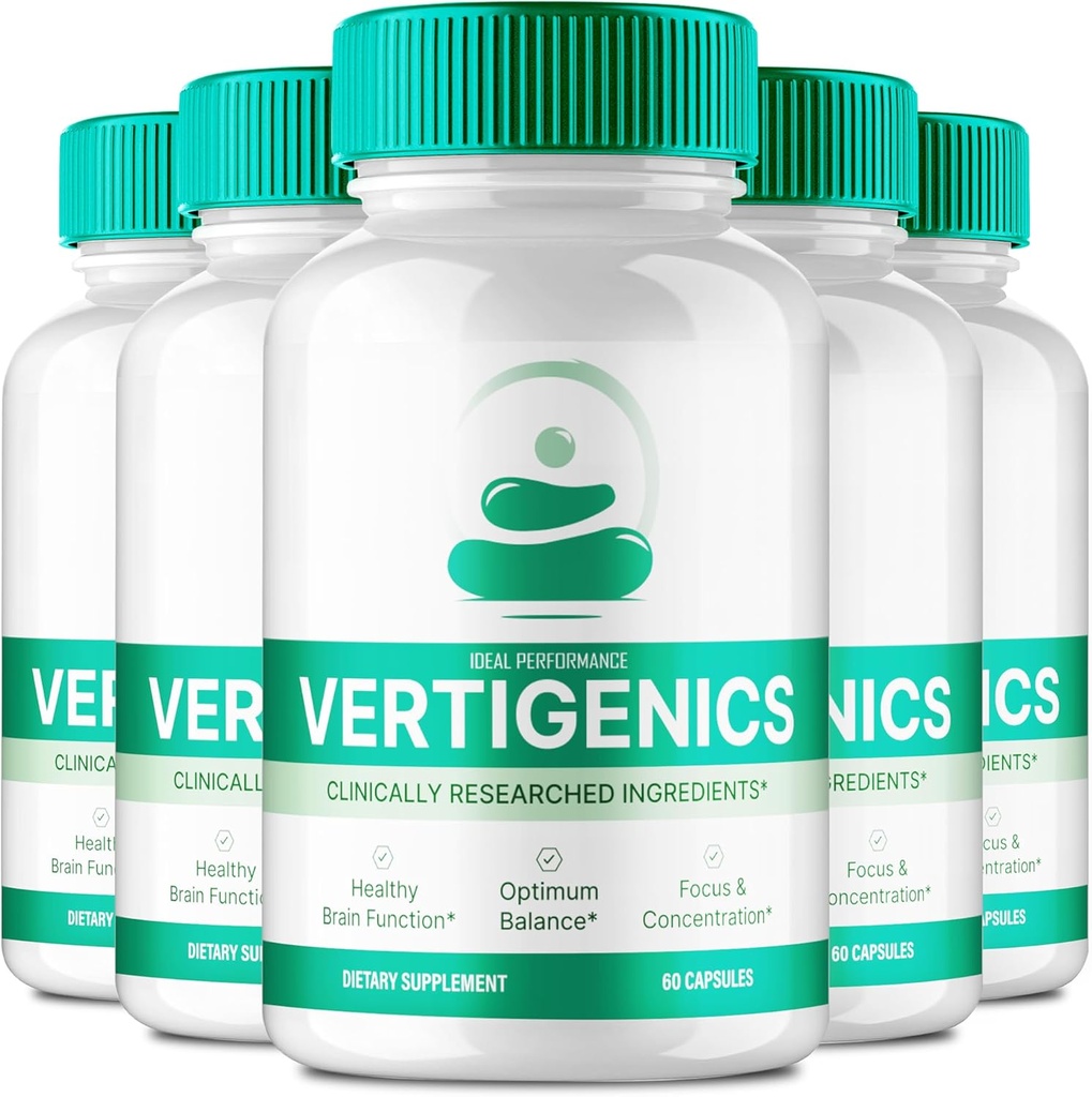 Vertigenics Brain Supplements for Memory and Focus Capsules, Vertigenics Advanced Formel Brain Health Support - Maksimal styrke Nootropics Verti Genics Alle naturlige support anmeldelser (5 Pack)