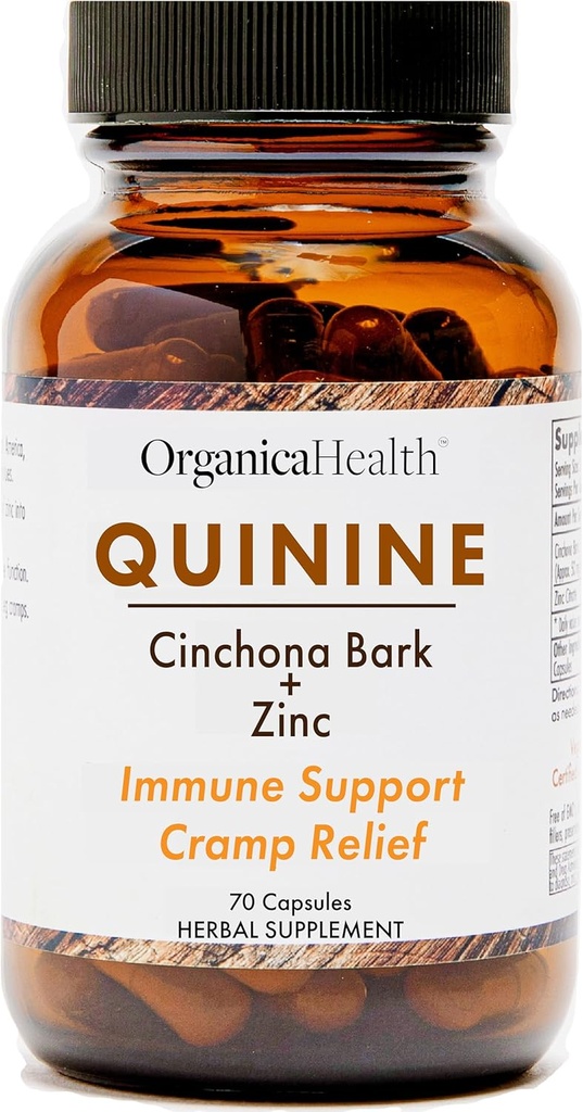 Leg Cramps Defense Pills - 1000mg Organic Quinine Capsules Zink 50mg - Restless Legs Relief - Cinchona Bark Herb Supplement - Vegan Capsules 70 Count
