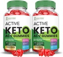 (2 Pack) Active Keto ACV Gummies Advanced Formel 1000MG ActiveKeto Gummies Apple Cider Vinagar Formuleret med Pomegranate Beet Juice Powder B12 Vegan Non GMO 120 Gummys