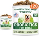 Hund Probiotika Chews Bundle - Gas, Diarré, Allergi, Forstoppelse, Opsat Mave Relief, med fordøjelsesfremmende enzymer + Prebiotika - Chewable Fiber Supplement - Forbedre fordøjelsen, Immunitet - 300 Soft Chews