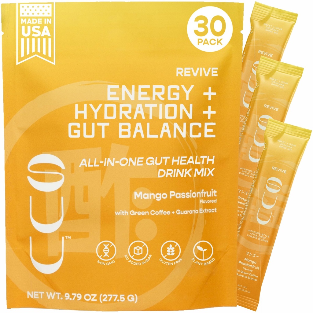 Revive Gut Health Drink Mix 124; Apple Cider Vineddike Prebiotics, Probiotika Gut Sundhed for kvinder & mænd; 124; Green Coffee, Guarana Budding124; Understøtter fordøjelsessundhed, energi & Hydration