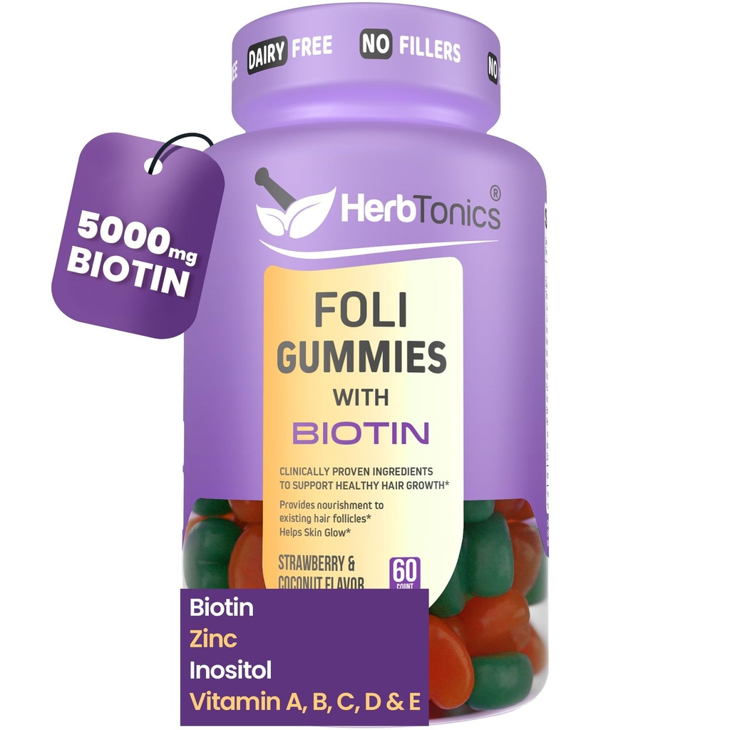 Herbtonics Foli Biotin Gummies med Hår Vitummier