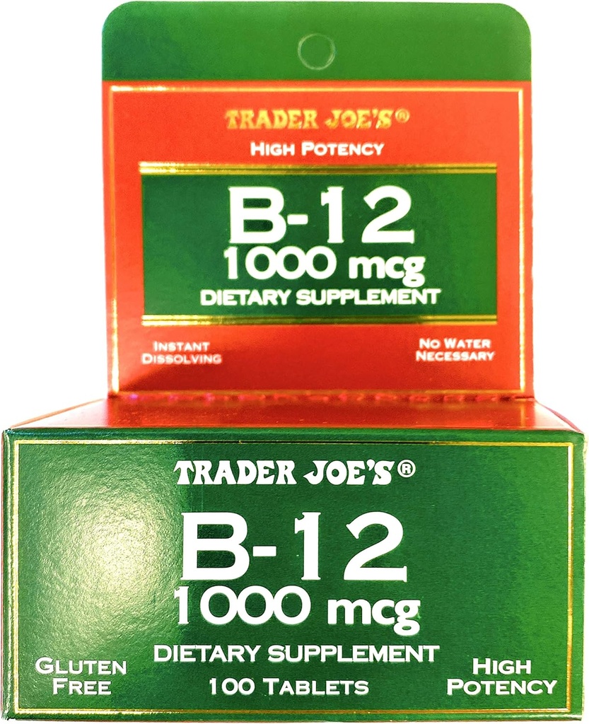 Trader Joes Vitamin B12 1000 mcg Gluten Free Dietary Supplement 100 tabletter