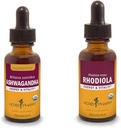 Herb Pharm Ashwagandha & Rhodiola Root Ekstrakter for energi, Vitality, Endurance & Stamina, Alkohol- Free Glycerit & Organic Cane Alkohol, 1 Oz Hver