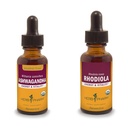 Herb Pharm Ashwagandha & Rhodiola Root Ekstrakter for energi, Vitality, Endurance & Stamina, Alkohol- Free Glycerit & Organic Cane Alkohol, 1 Oz Hver