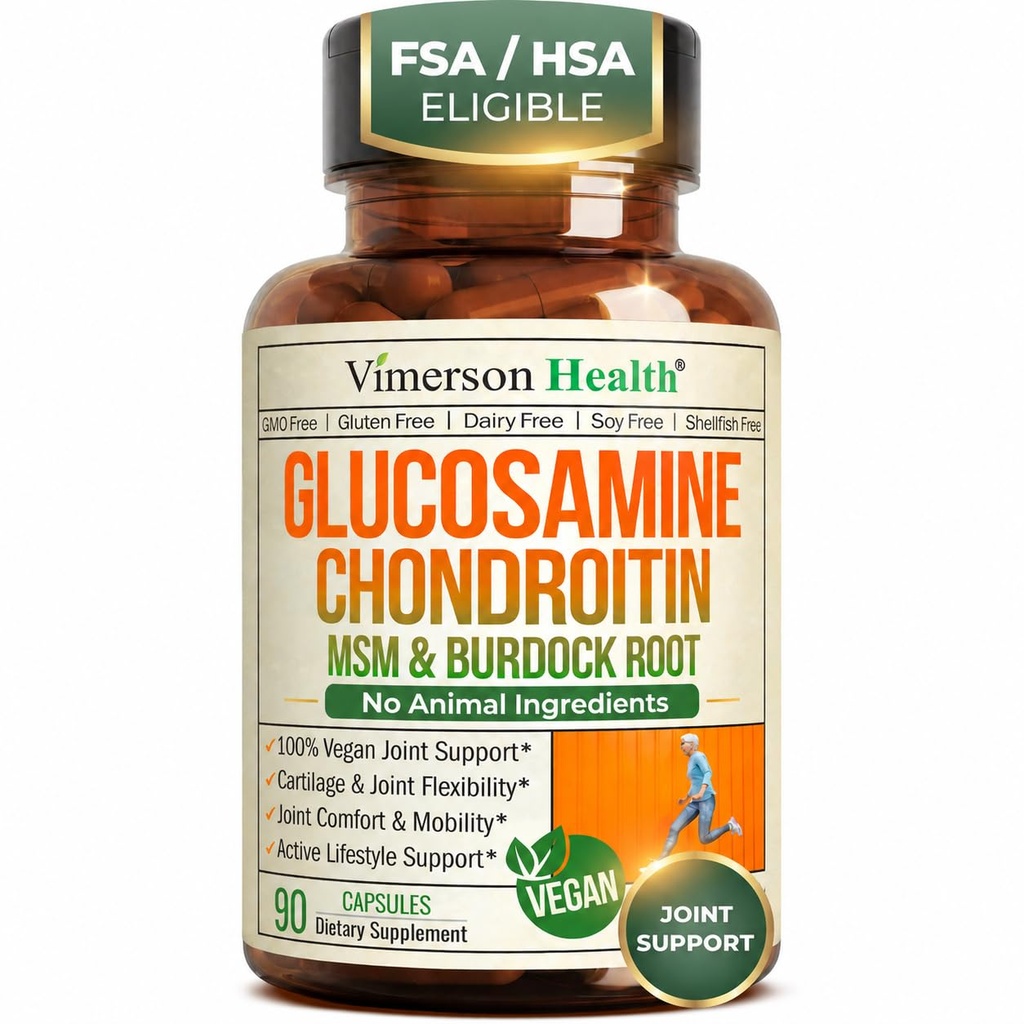 Glucosamin Chondroitin MSM - Fælles supporttillæg til kvinder og mænd med Glucosamin Sulfate 1500 mg, Chondroitin og MSM - til brusk, fælles sundhed og fleksibilitet - 90 kapsler, Vegan