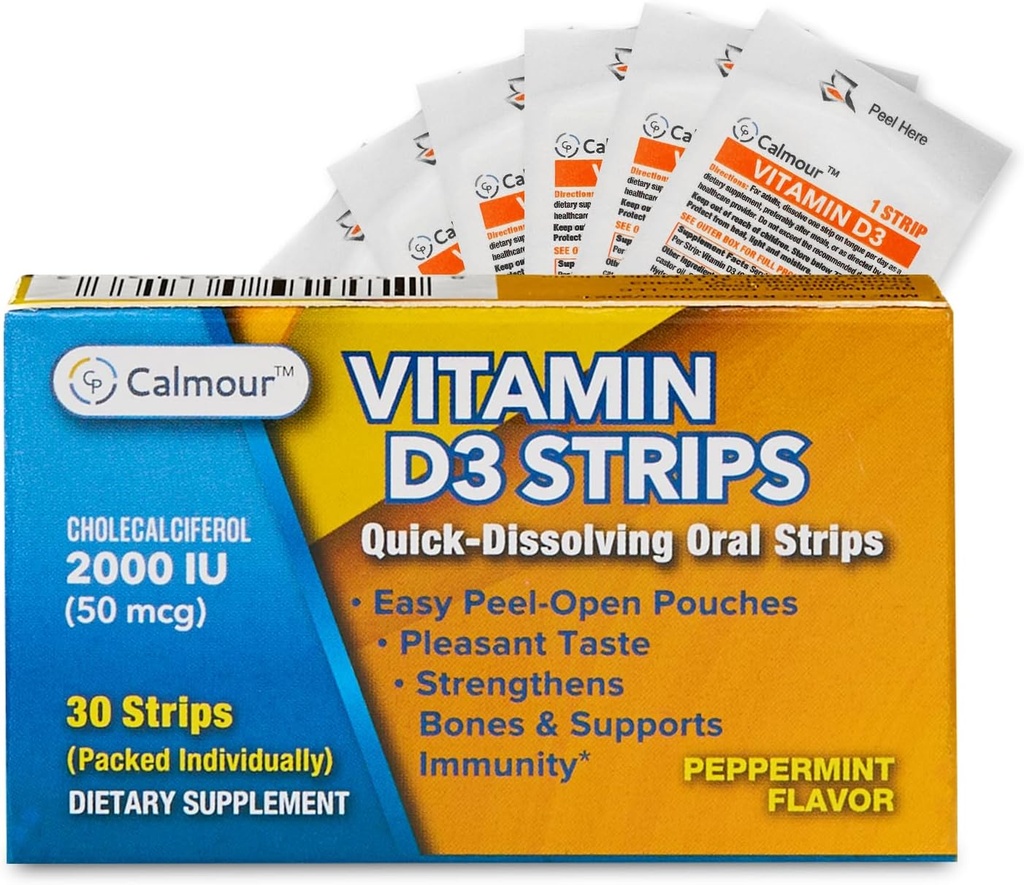 Vitamin D3 Strips 30 Pakker 124; 2000 IE Oral opløselig D3 Vitamin Strips