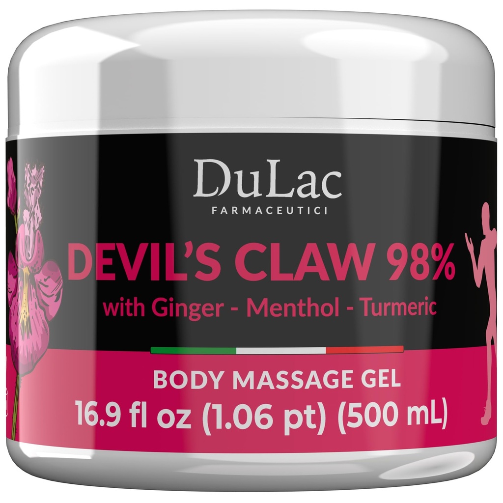 Dulàc - Devil 's Claw 98% Cream Maksimum Styrke 16.9 Fl Oz, Natural Joint and Muscle Relaxer Cream for Recurring Muscle and Joint Pain, Beriget med menthol for Cool Effect