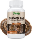 Parker Naturals Turkey Tail Mushroom Capsules - Organic Mushroom Supplement for Immune System Health Support - 1000 mg Premium Mushroom Supplements - 120 Capsules