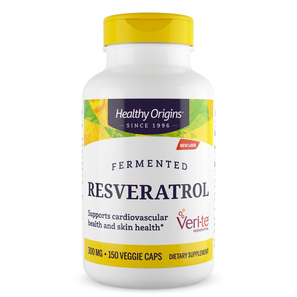 Heathy Origin Fermented Resveratrol (Non- GMO, 98% Trans- Resveratrol, European Sourced) 300 mg, 150 Veggie Caps