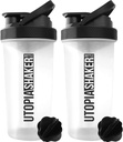 Utopia Home Protein Shaker Flaske - (Pakke af 2) 28- Ounce Shaker flasker For Protein Mixes - Fitness Sport Classic Protein Mixer Flaske (Klar / Sort)