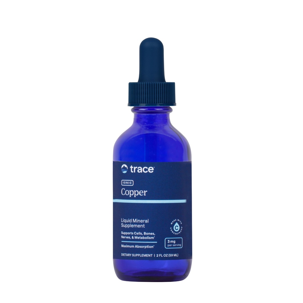 Trace Minerals Ionic Copper - Flydende kobber supplement til blod sundhed - Understøtter sund Connective Tissue, Metabolisme & Nerves - 2 fl oz (48 Servere)