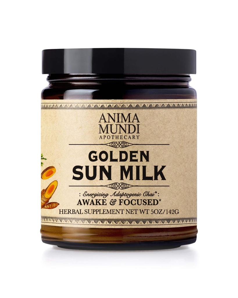 Anima Mundi Apothecary Golden Sun Milk - Afslappende Plant- baseret pulver med økologiske krydderurter gurmerisk, Ashwagandha, Reishi & Vanilla - Usødet drik pulver - Fremme Sense of Calm (5oz / 142g)