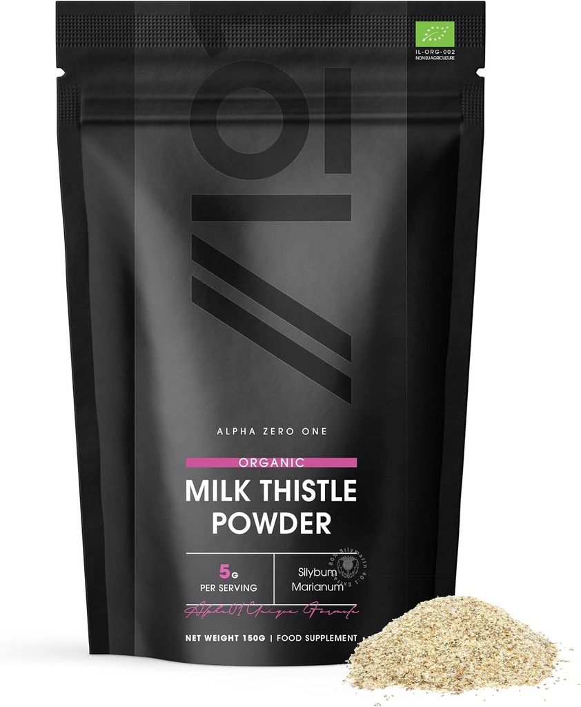 Organic Milk Thistle Powder 150g - Kilde til Cleansing Silymarin - Fremstillet af Cold- Pressed Milk Thistle - Vegan, Raw, Non- GMO.