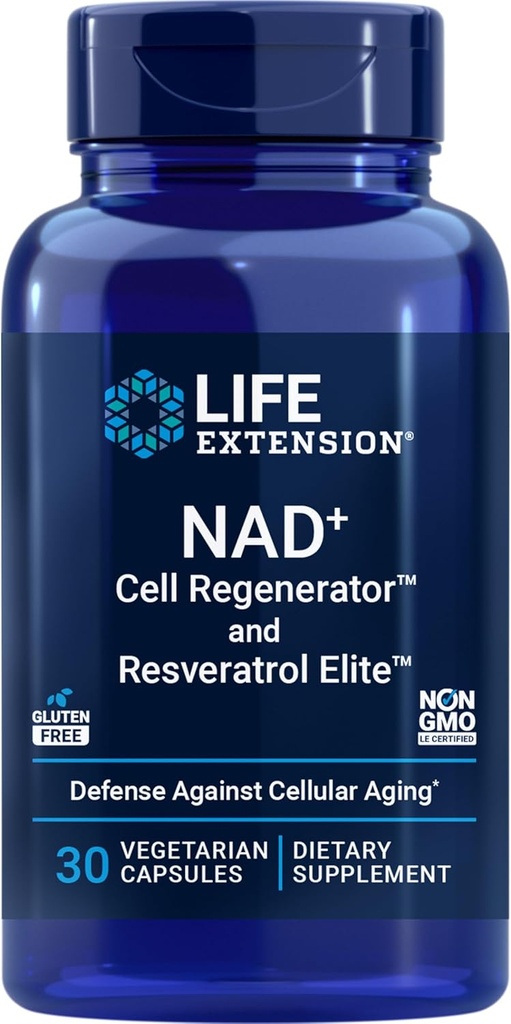Life Extension NAD + Cell Regenerator ™ og Resveratrol Elite ™ *, nicotinamid riboside, Trans- resveratrol, quercetin, Fisetin, Heart Health, Sund Aging, Vegetarisk, Non- GMO, Gluten Free, 30 Kapsler
