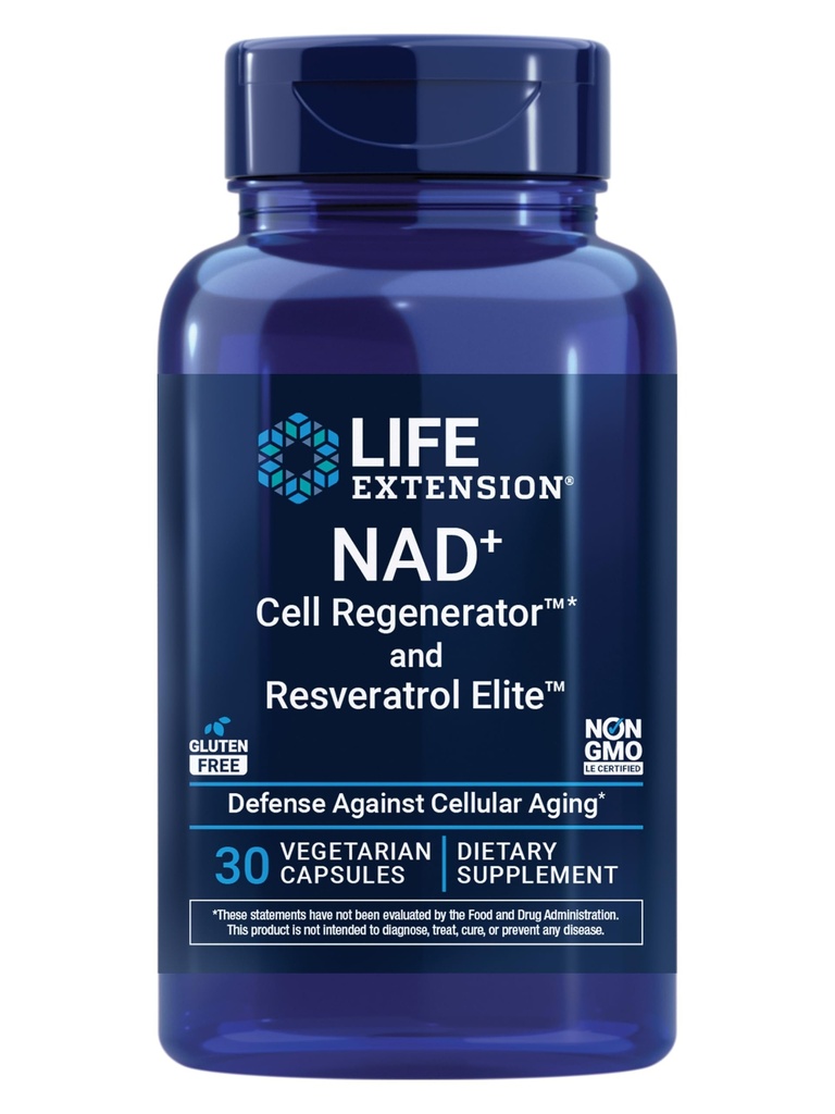 Life Extension NAD + Cell Regenerator ™ og Resveratrol Elite ™ *, nicotinamid riboside, Trans- resveratrol, quercetin, Fisetin, Heart Health, Sund Aging, Vegetarisk, Non- GMO, Gluten Free, 30 Kapsler
