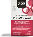 365 af Whole Foods Market, Pre- Workout Energy Support med koffein, Single-Serve Packets, Rød Hindbær, 15 Greve