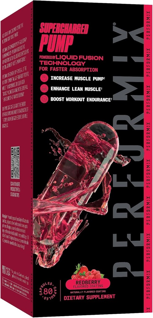 PERFORMIX Supercharge Pump - Nitrosigine ® og betain Pre- workout Supplement - Muskelpumpe Accelerator - Udholdenhed og styrke Booster (80 kapsler)