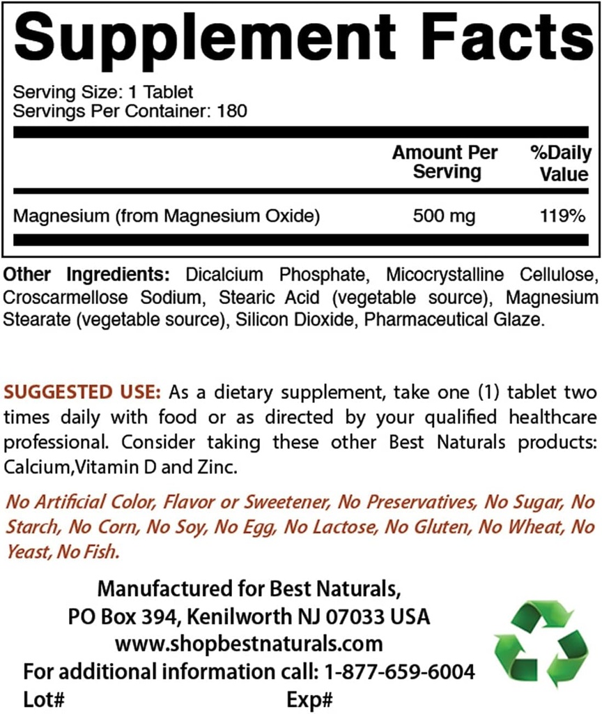 Magnesiumoxid 500 mg & Magnesiumglycinat 425 mg
