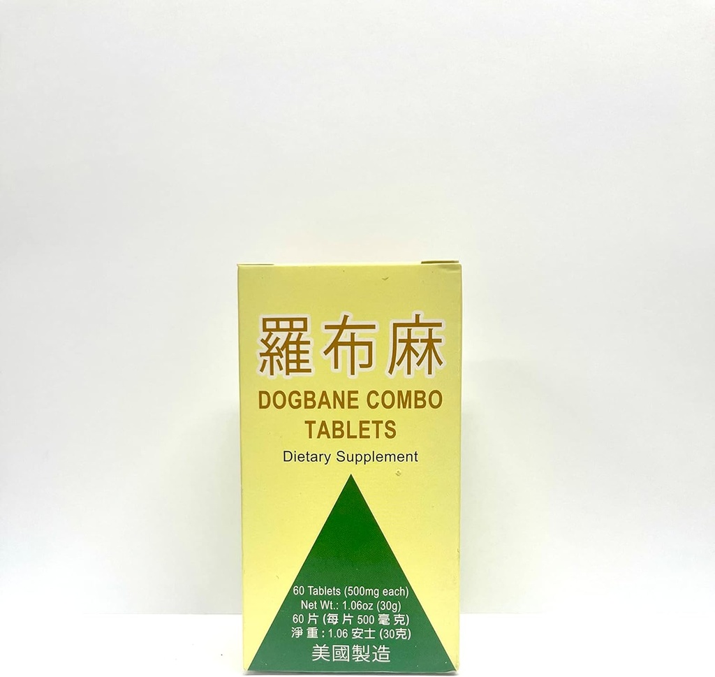 Dogbane Combo Herbal Supplement Hjælper til sund cirkulation & Samlet velvære 500mg 60 tabletter Made i USA