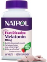 Natrol Fast Opløs Melatonin 10 mg, Melatonin Kosttilskud til afslappende søvn, Sovestøtte til voksne, 200 Strawberry- Flavored Tablets, Op til en 200 dages forsyning