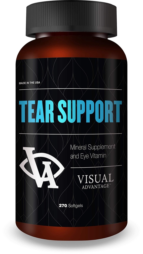 Tear Support Eye Vitaminer til tørre øjne - 3 - Måned Supply, 270 Softels - Understøtter Eye Fugt & Smøring, Omega-3, Gluten- Free, Non- GMO
