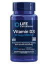 Life Extension Vitamin D3 25 mcg (1000 IE), Immunsystemet Support, Knoglesundhed, Whole- Body Health, Værdi, Gluten- Free, Non- GMO, 250 bløddele