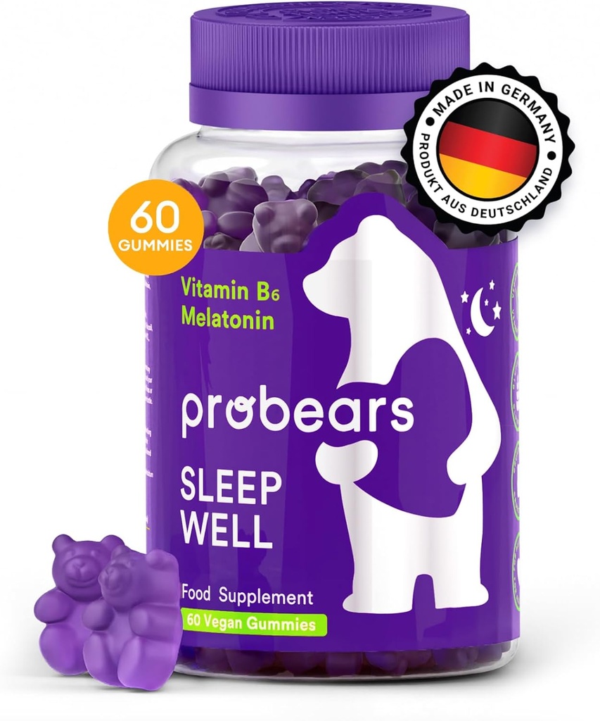 Probeans ® Melatonin & B6 Gummies for Kids & Voksen - Sleep Natural Melatonin & B6 Vitamin til Alle Generatorer Sleep - Gluten- Free, Gelatin- Free, Halal - 60 Greve